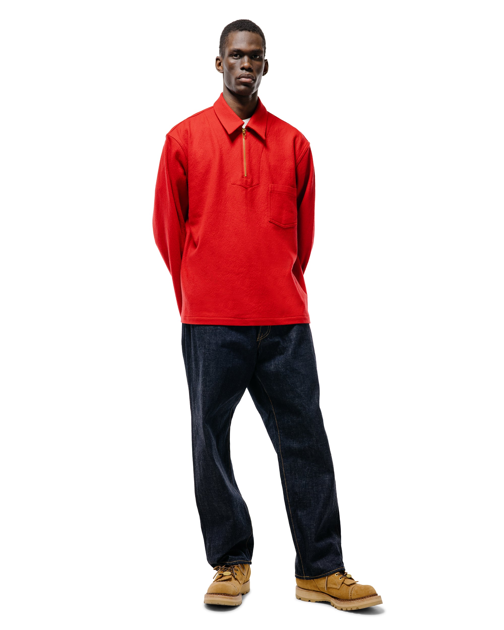 The Corona Utility CSJ006 Half Zip Sailor Jacket Red