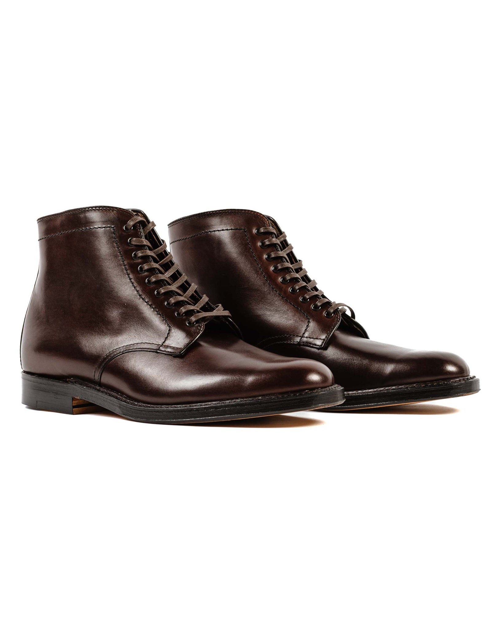 Alden Plain Toe Boot Dark Brown Calfskin G2804 Side