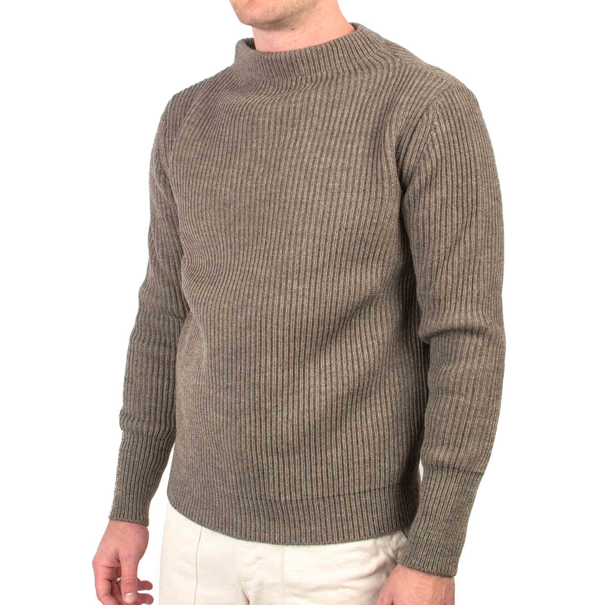 Andersen-Andersen Navy Crewneck Natural Taupe Close