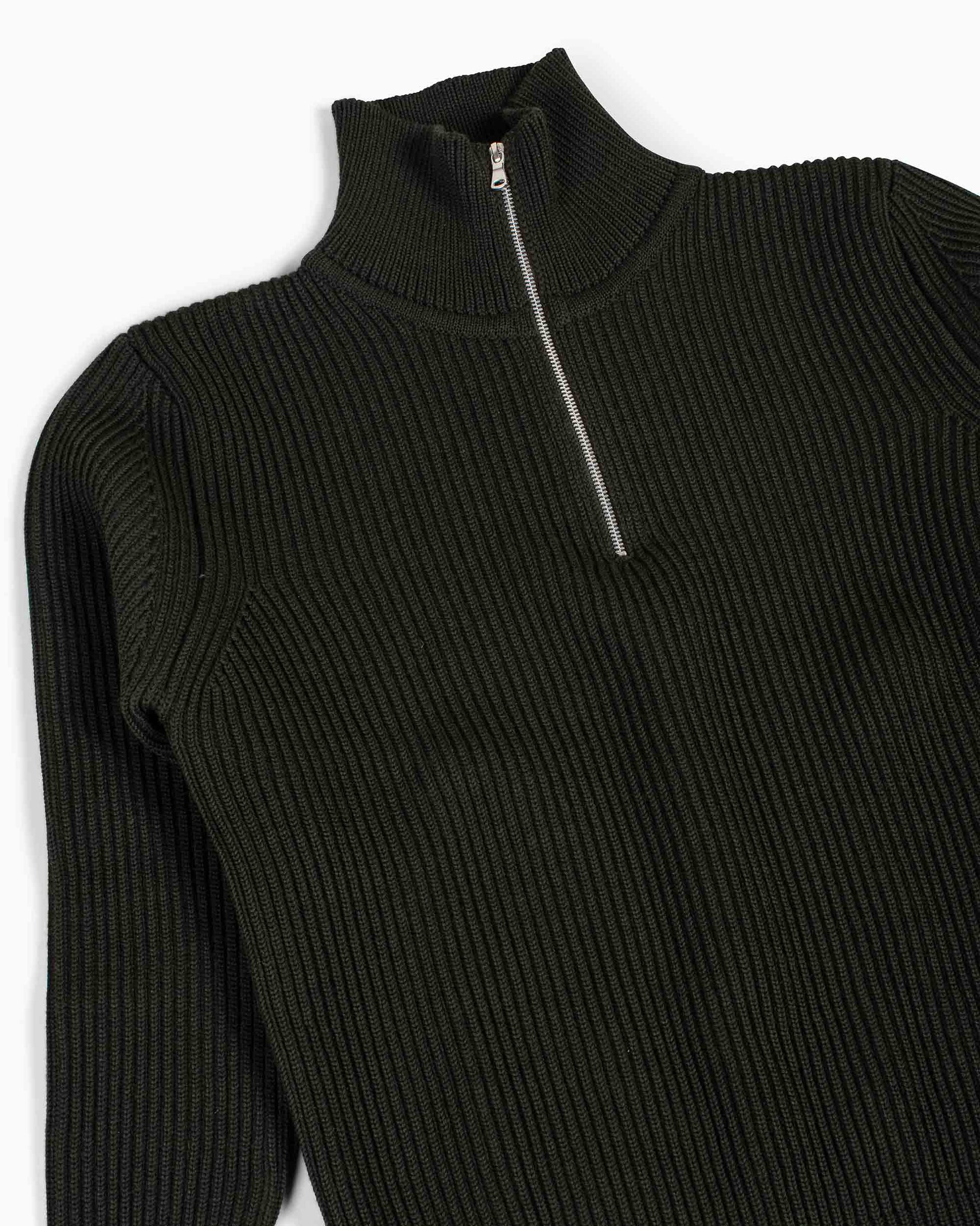 Andersen-Andersen Navy Half-Zip Hunting Green Detail