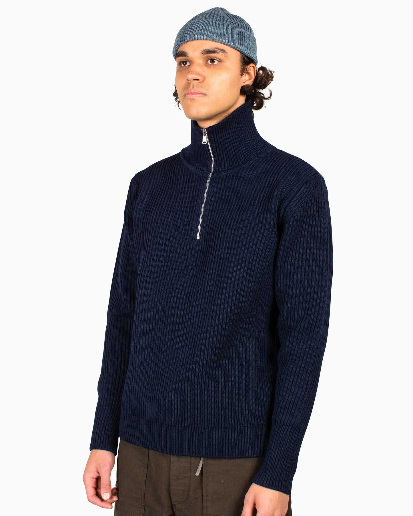 Andersen-Andersen Navy Half-Zip Navy Blue Close