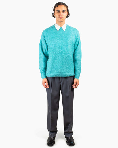 Auralee Brushed Super Kid Mohair Knit P/O Blue Model