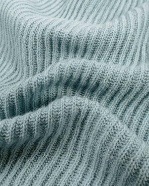 Auralee Hard Twist Wool Rib Knit Boat Neck P/O Light Blue Fabric