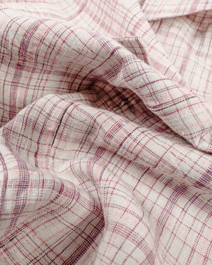 Auralee Linen Silk Check Zip Blouson White Purple Check Fabric