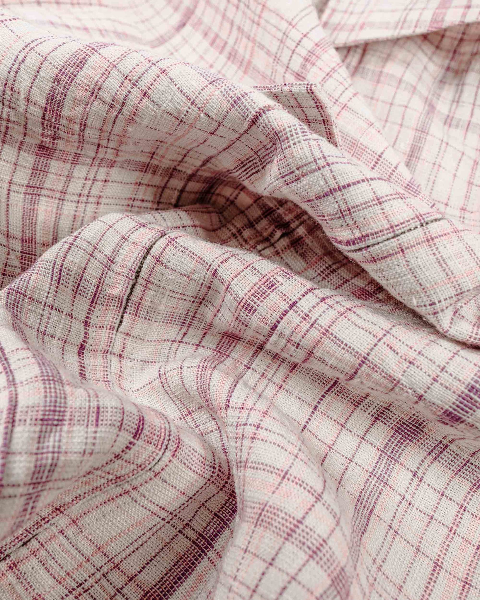 Auralee Linen Silk Check Zip Blouson White Purple Check Fabric