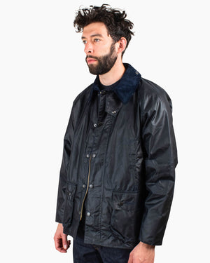 Barbour Bedale Wax Jacket Navy Close