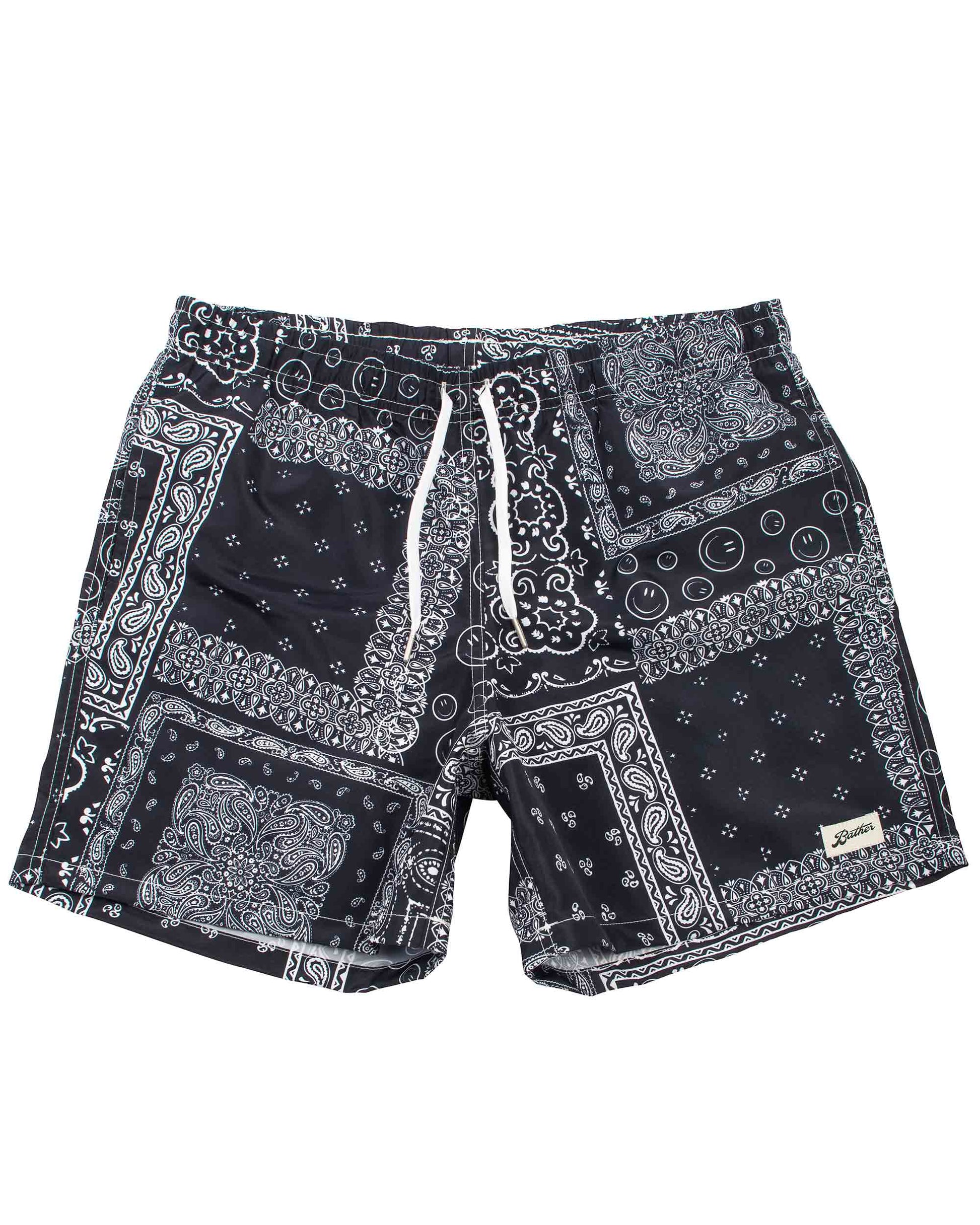 Bather Black Bandana Swim Trunk