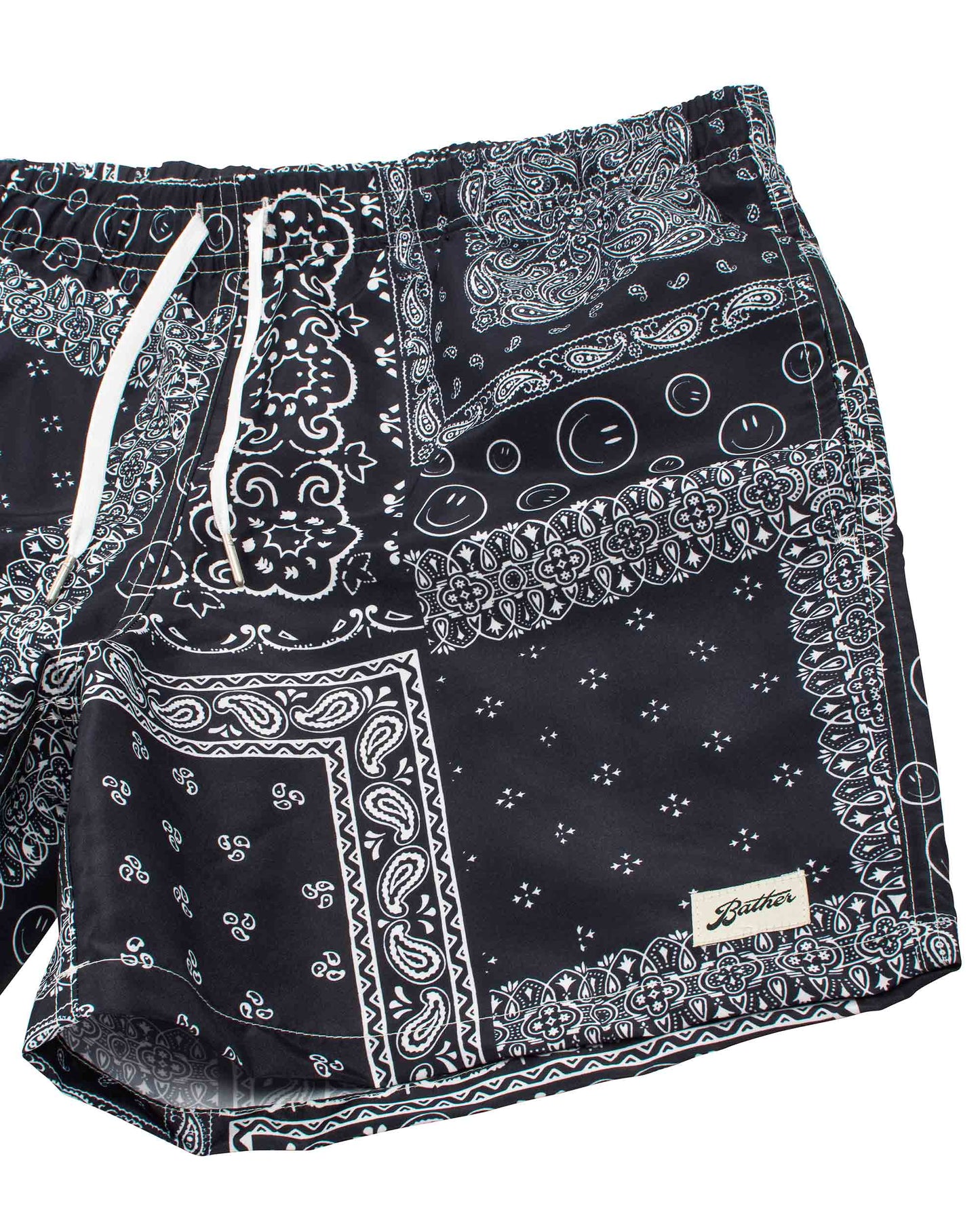 Bather Black Bandana Swim Trunk Details