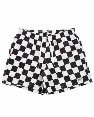 Bather Black Checkerboard Swim Trunk