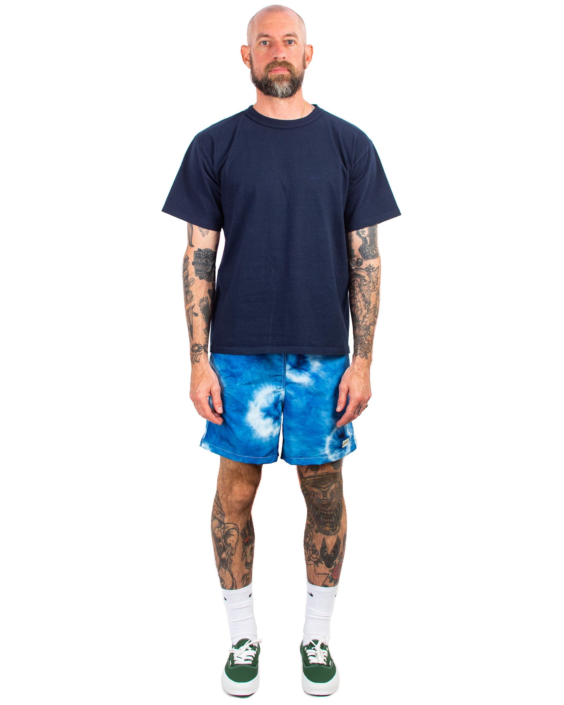 Bather Blue Ne-Maki Shibori Swim Trunk Model