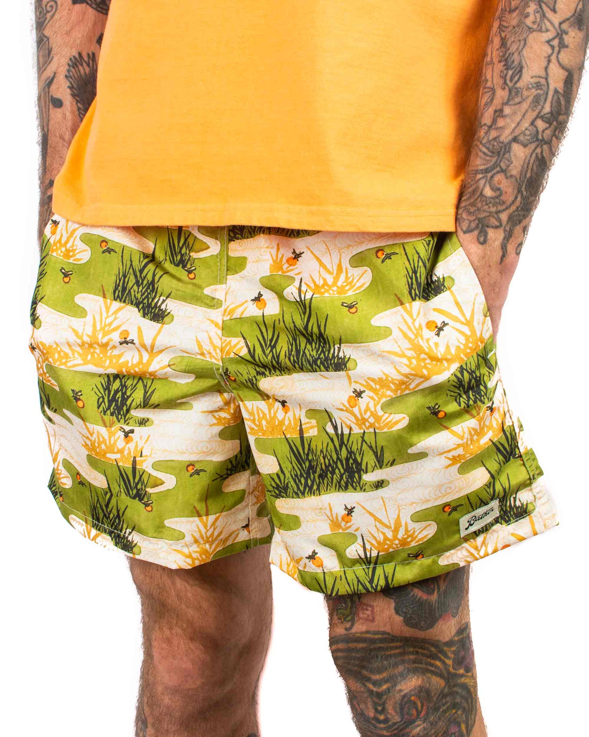 Bather Olive Koi Pond Swim Trunk Close