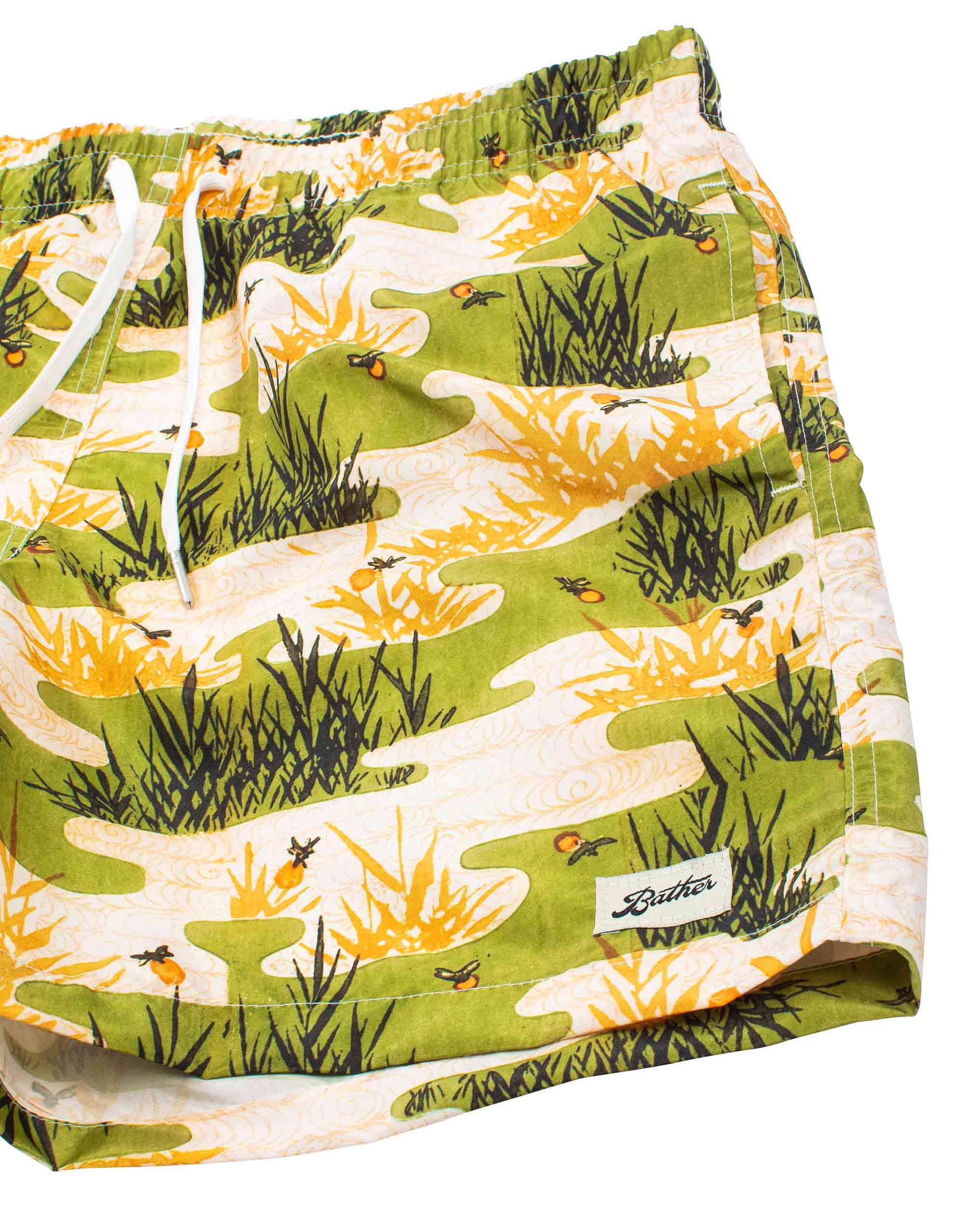 Bather Olive Koi Pond Swim Trunk Details