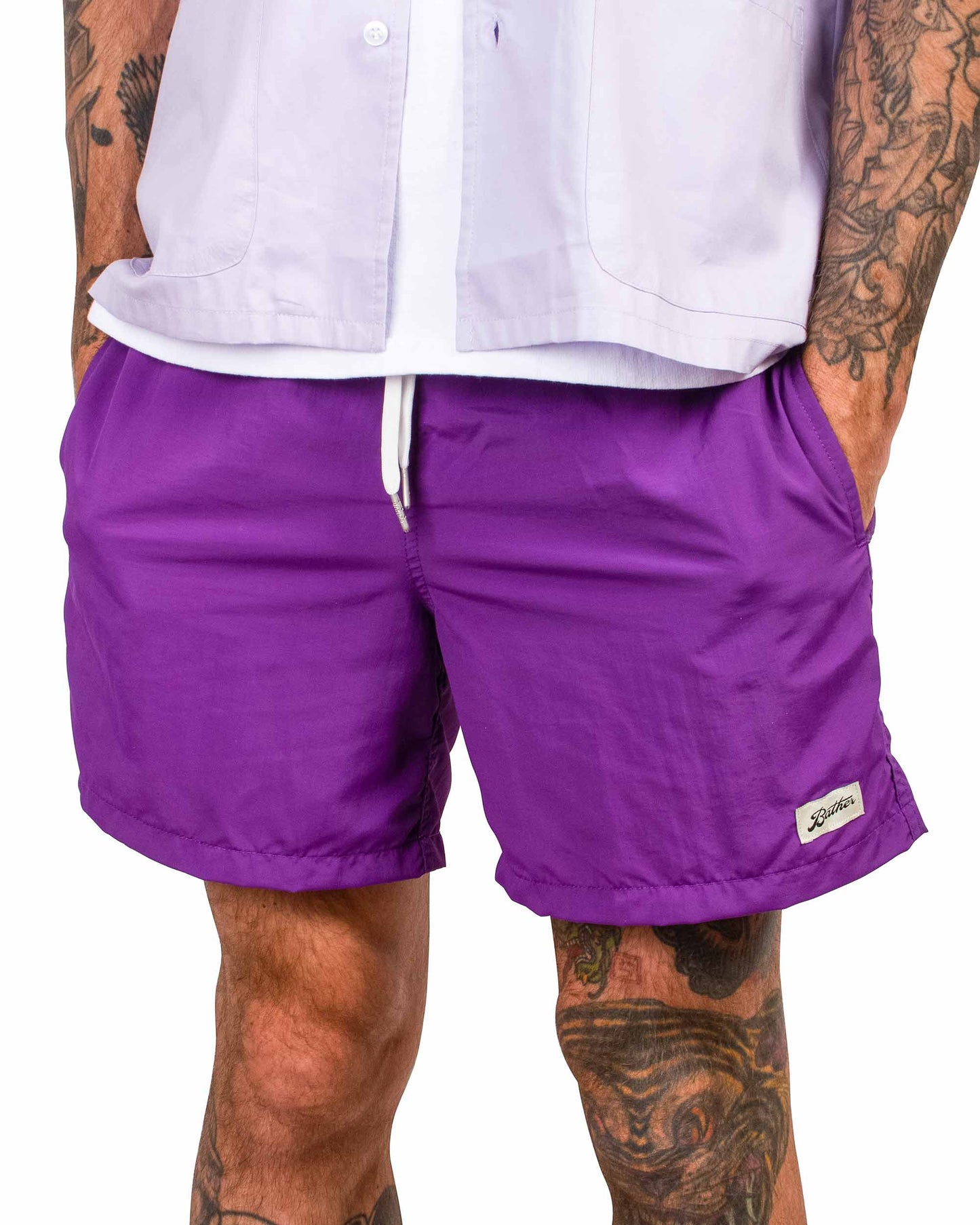 Bather Solid Purple Swim Trunk Close