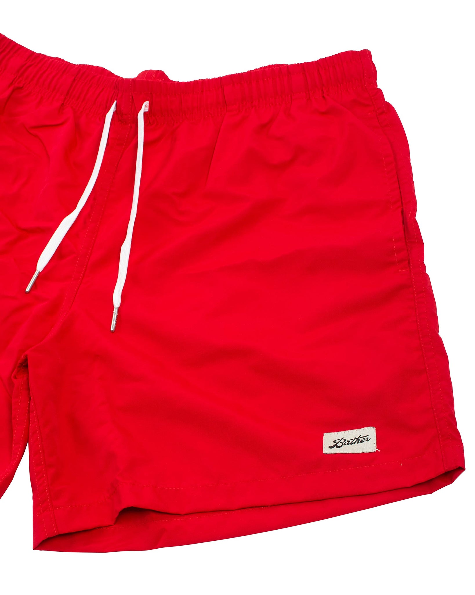 Bather Solid Red Swim Trunk Details