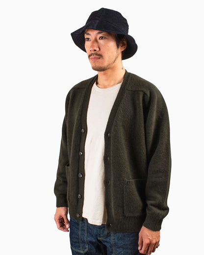 Batoner Heavy Weight Cashmere V Cardigan Olive Close