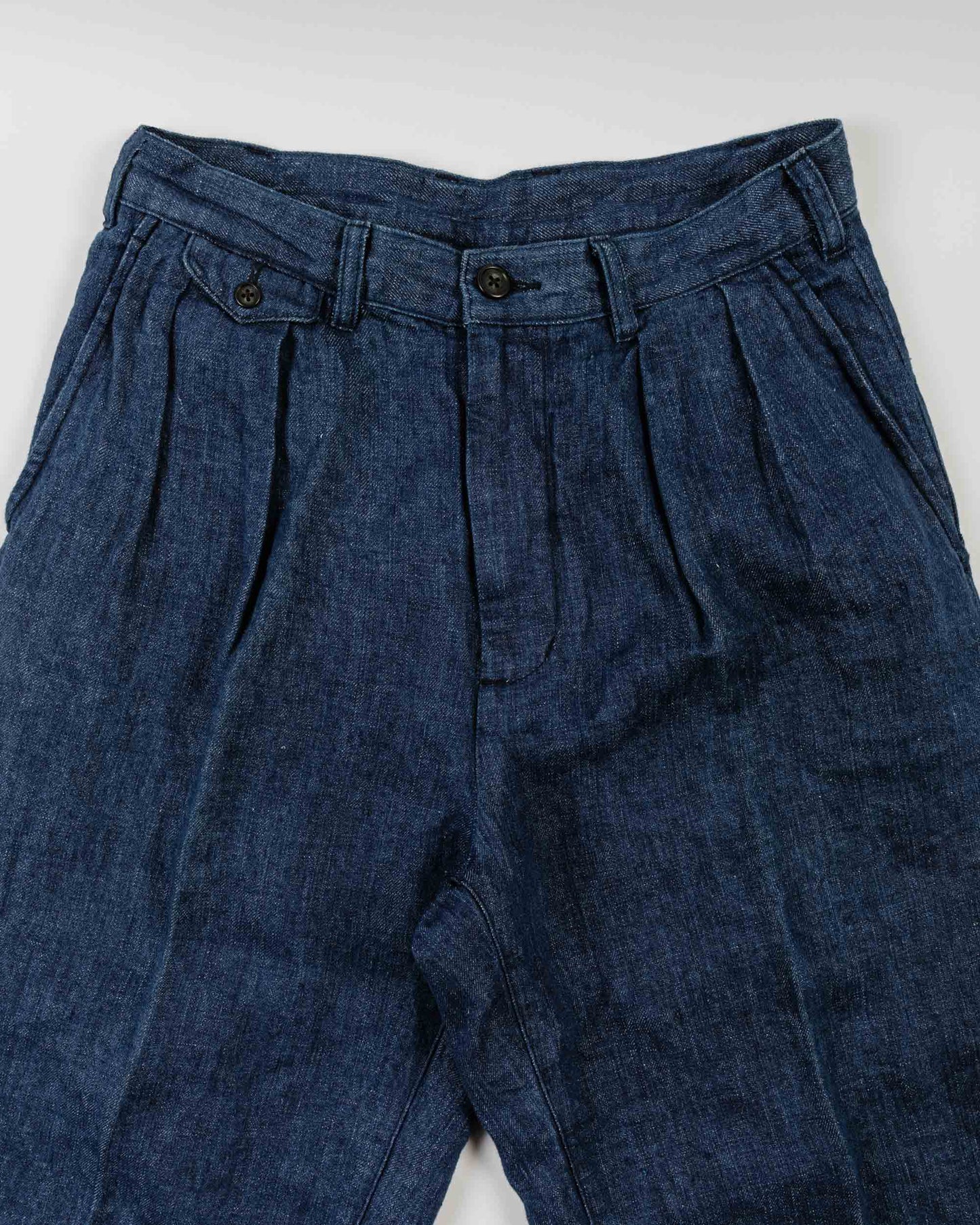 Beams Plus 2Pleats Twill Linen Indigo