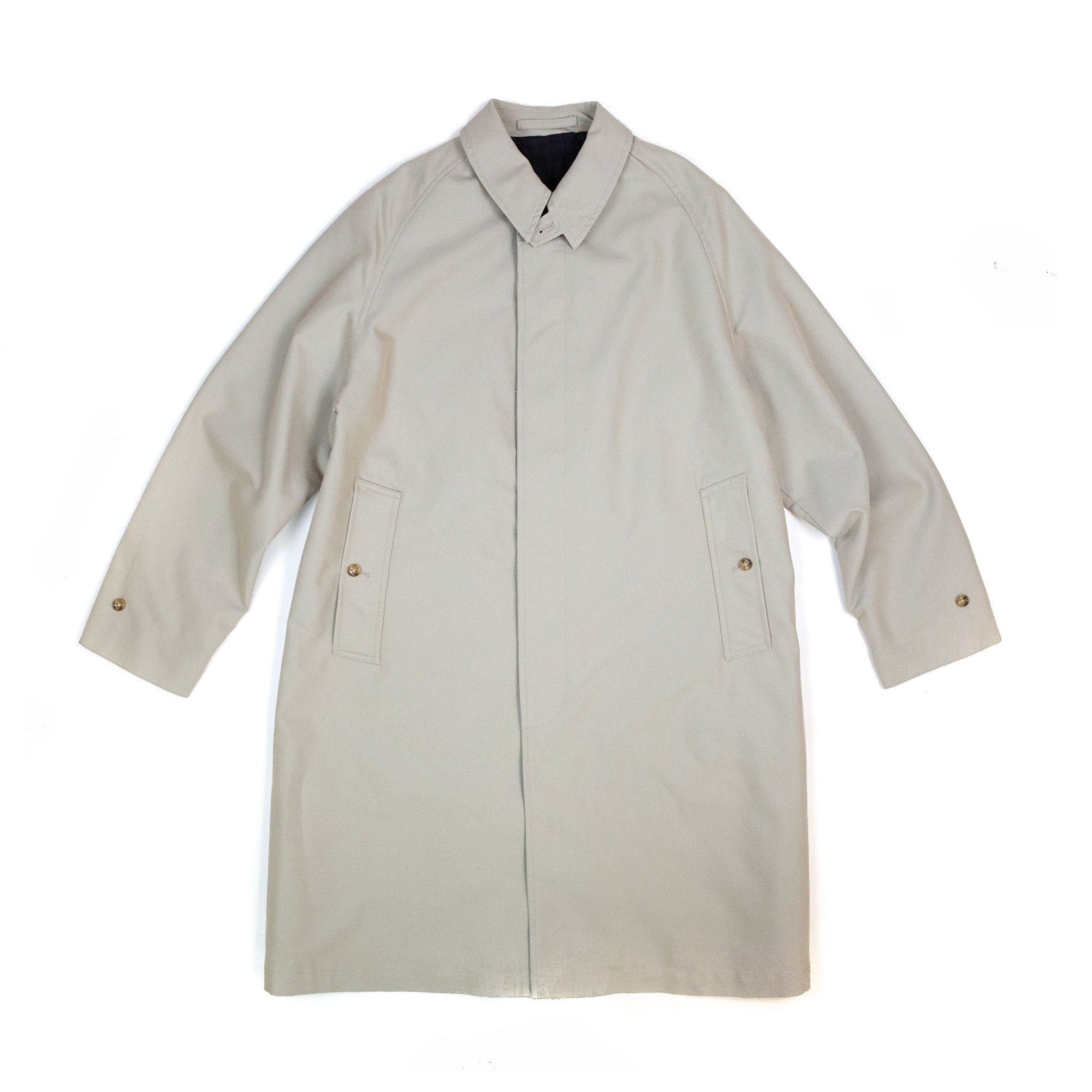 Beams Plus Balmacaan Collar Coat Tetoron Cotton Gabardine Beige