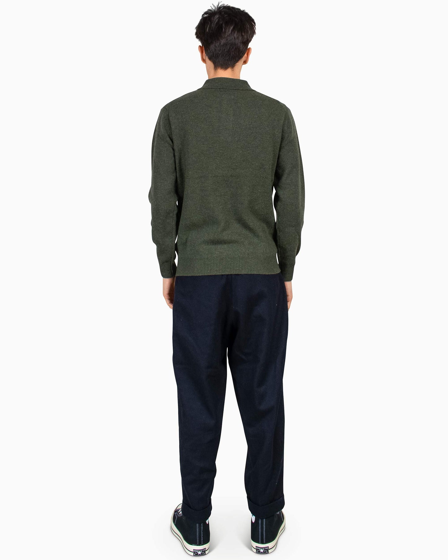 Beams Plus Knit Polo 9G Green Back