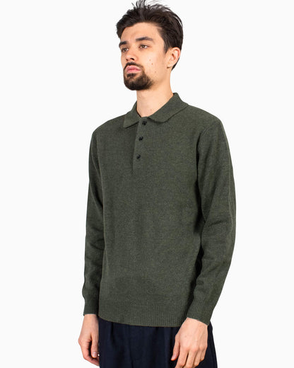 Beams Plus Knit Polo 9G Green Close