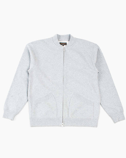 Beams Sweat Zip Crew Grey