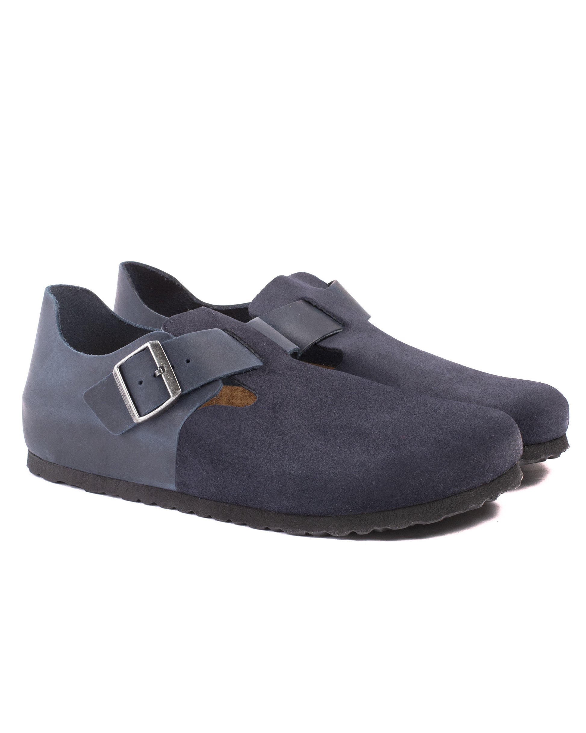 Birkenstock London Oiled Leather Suede Night Blue Side