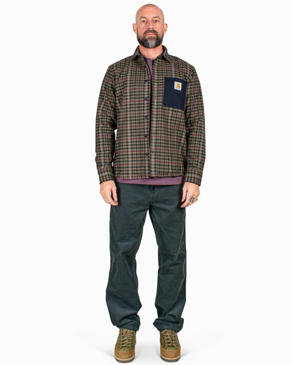 Carhartt W.I.P. Asher Check Shirt Seaweed/Dark Navy Model