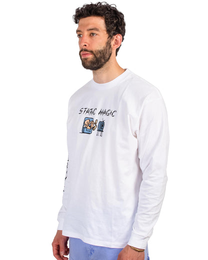 Carhartt W.I.P. Static Magic Long Sleeve T-Shirt White Close