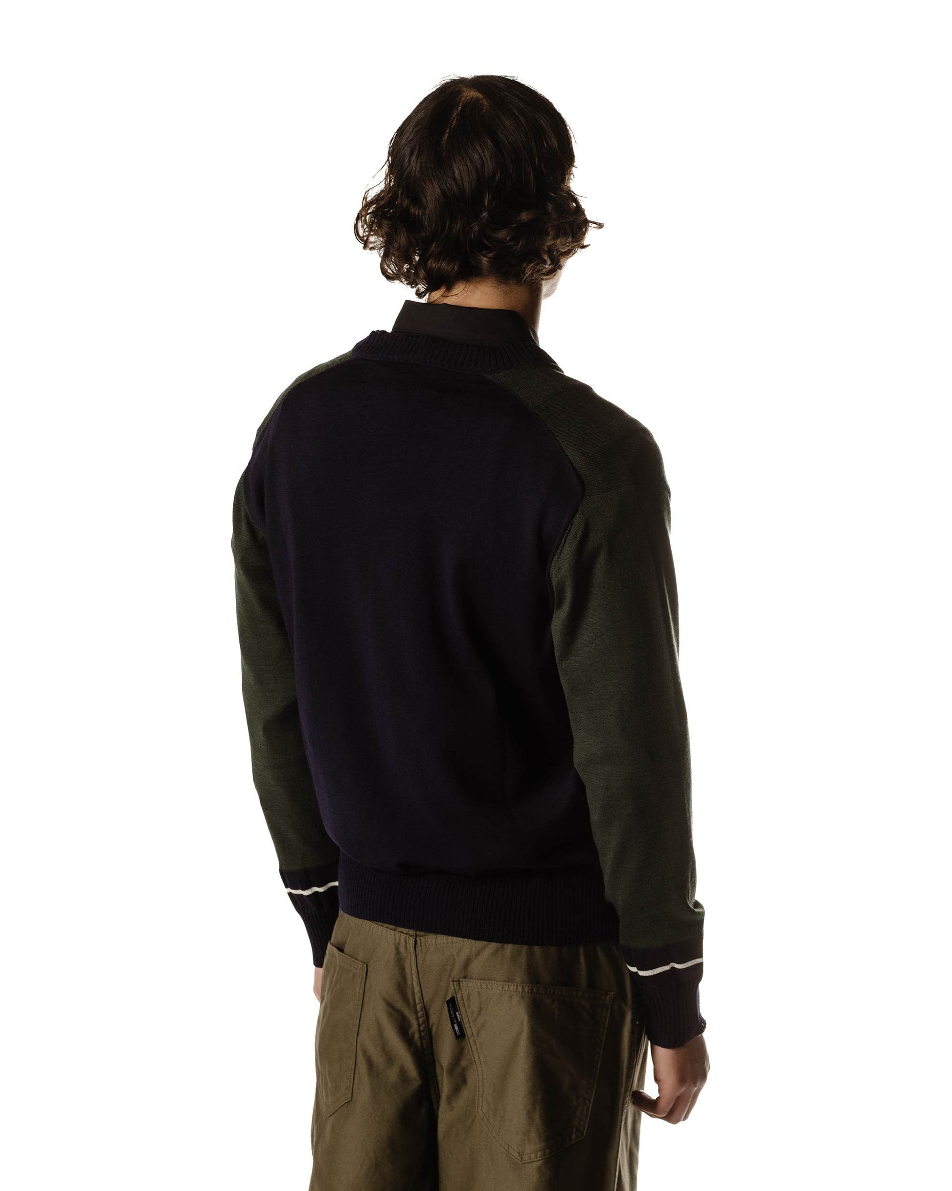 Comme des Garçons HOMME Contrast Cardigan Navy/Khaki/White Back