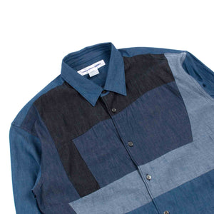 Comme des Garçons SHIRT Denim Patchwork Shirt Light Blue Mix Detail