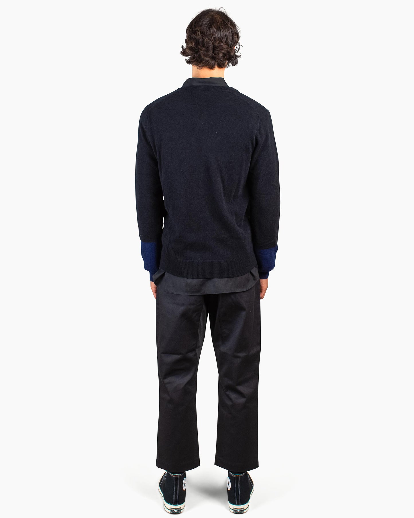 Comme des Garçons SHIRT Fully Fashioned Knit V-Neck Pullover Black/Navy Back