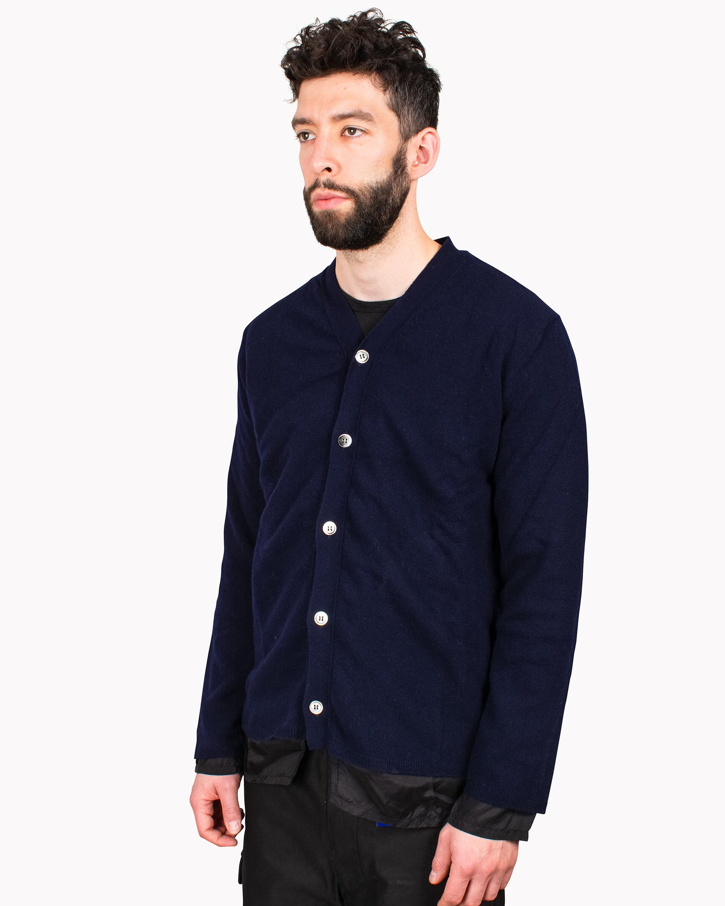 Comme des Garçons SHIRT Fully Lambswool Cupro Cardigan Navy Close