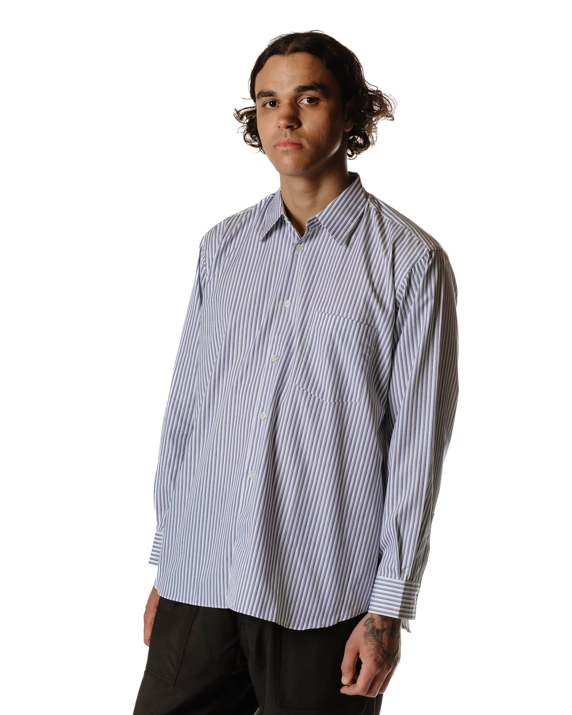 Comme des Garçons SHIRT Wide Classic Big Collar Shirt Stripe 4 Close