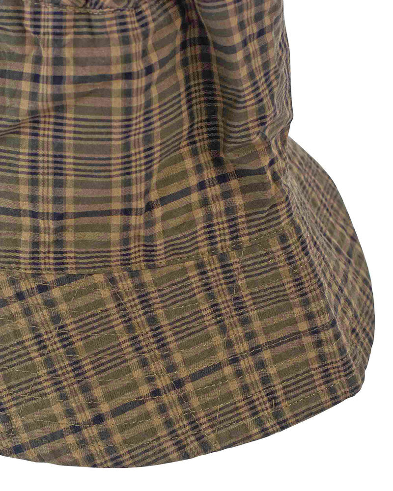 Engineered Garments Bucket Hat Olive Brown Cotton Madras Check Detail
