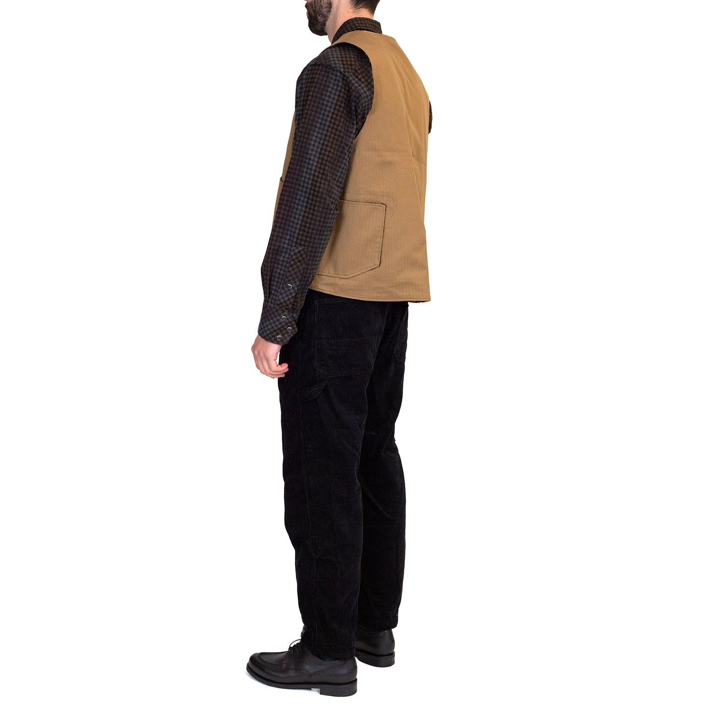 Engineered Garments Over Vest Brown Cotton Herringbone Twill