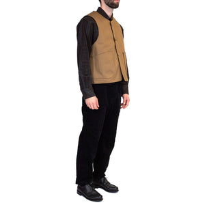 Engineered Garments Over Vest Brown Cotton Herringbone Twill