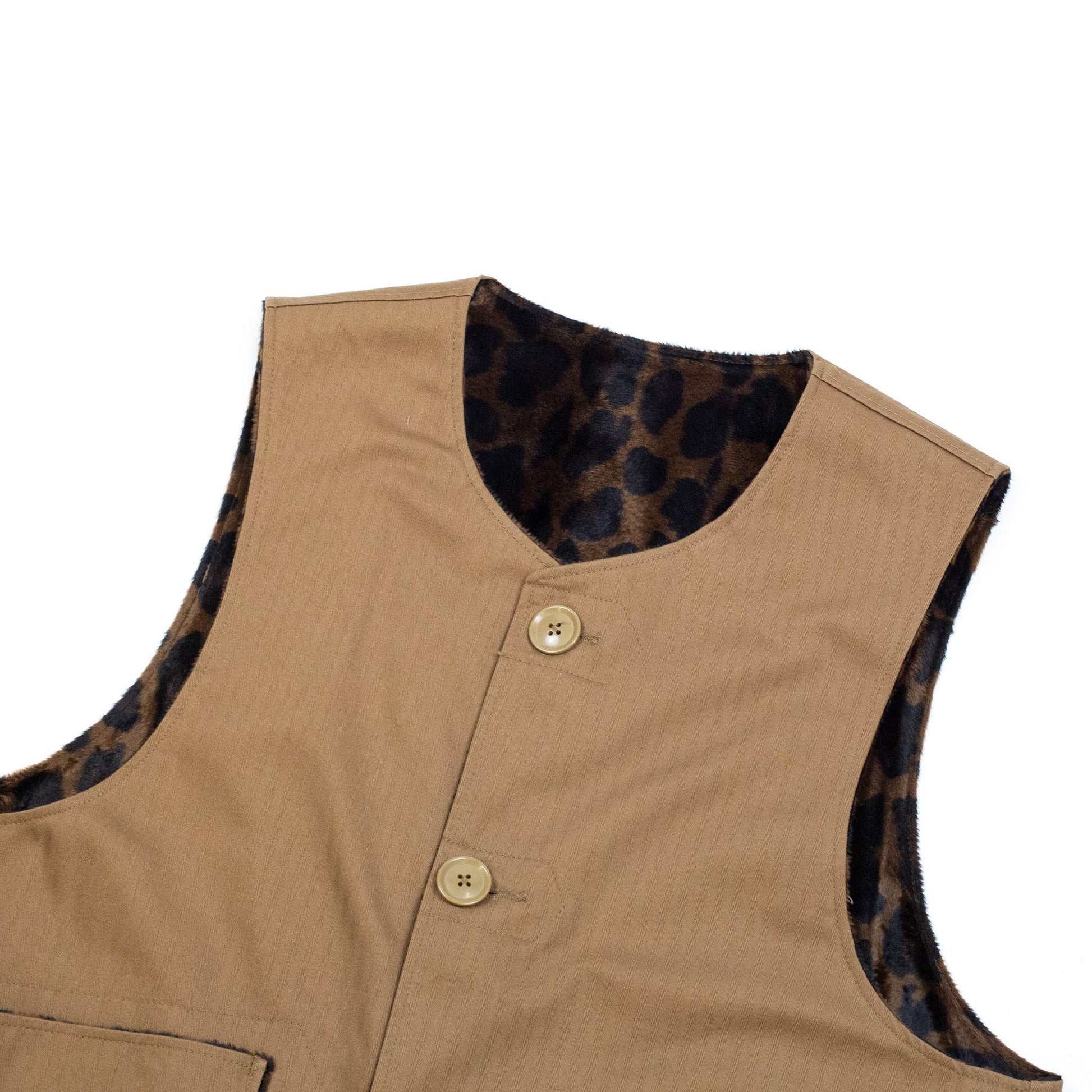 Engineered Garments Over Vest Brown Cotton Herringbone Twill