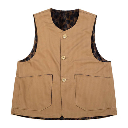 Engineered Garments Over Vest Brown Cotton Herringbone Twill