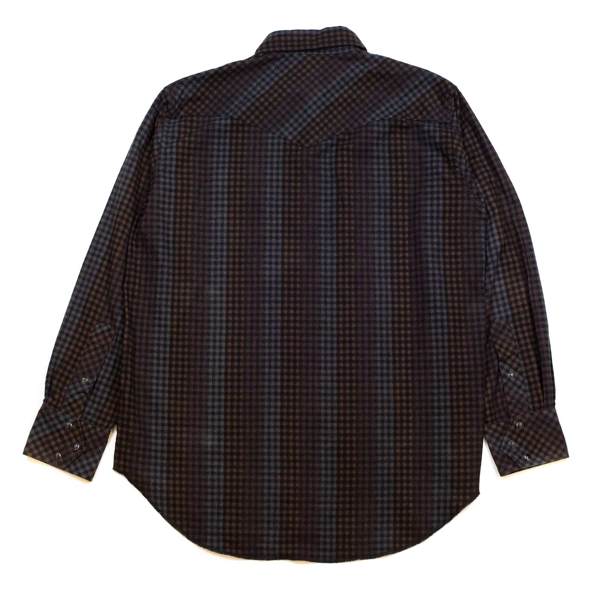 Engineered Garments Western Shirt Black Brown Flannel Print Dark Check