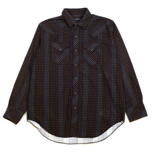 Engineered-Garments-Western-Shirt-Black-Brown-Flannel-Print-Dark-Check-Flat-Front