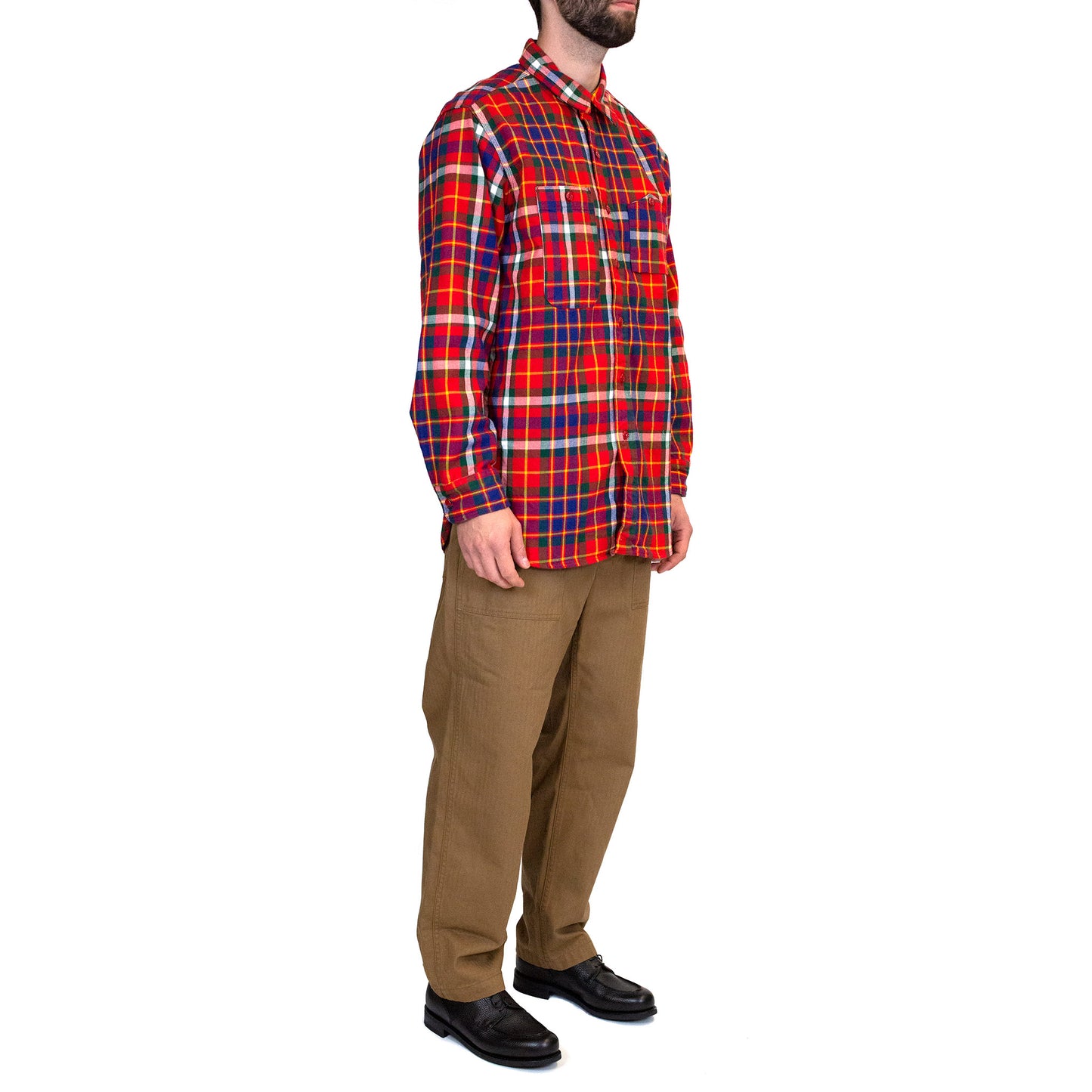 Engineered Garments Work Shirt Red Green Yellow Cotton Twill Plaid