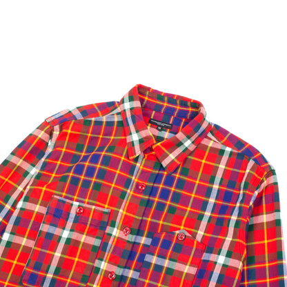 Engineered Garments Work Shirt Red Green Yellow Cotton Twill Plaid