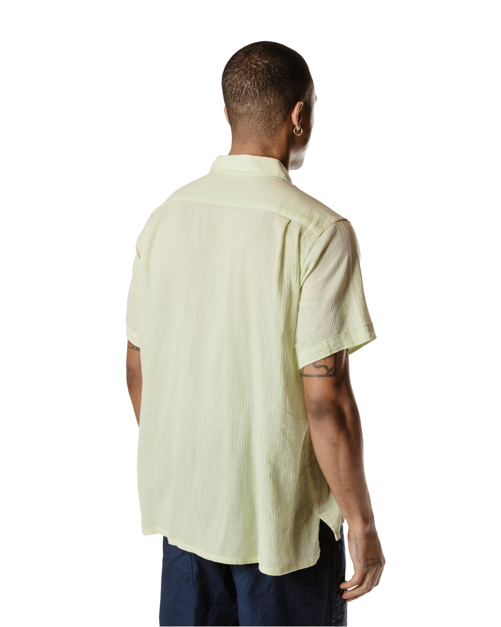 Engineered Garments Camp Shirt Lime Cotton Crepe Back