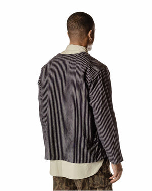 Engineered Garments Cardigan Jacket Navy/Grey LC Stripe Back
