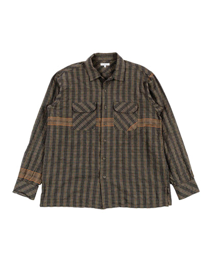 Engineered Garments Classic Shirt Olive Small Seersucker Plaid