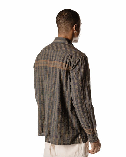 Engineered Garments Classic Shirt Olive Small Seersucker Plaid Back