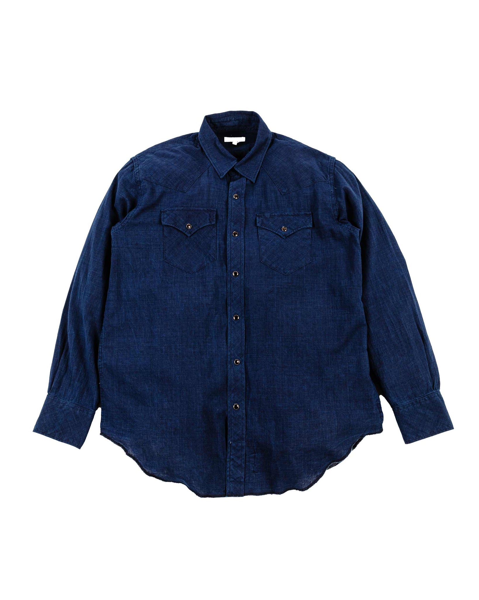 Engineered Garments Combo Western Shirt Navy Cotton Voile