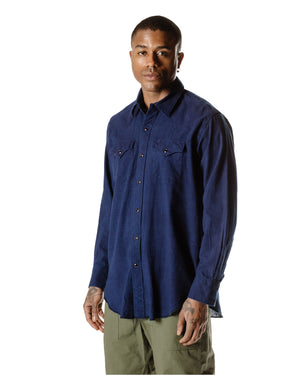 Engineered Garments Combo Western Shirt Navy Cotton Voile Close
