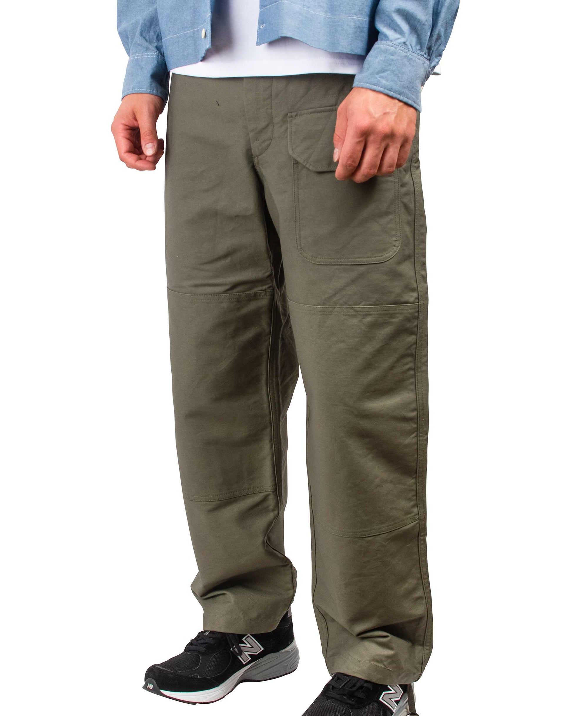 Engineered Garments Deck Pant Olive Cotton Double Cloth Close