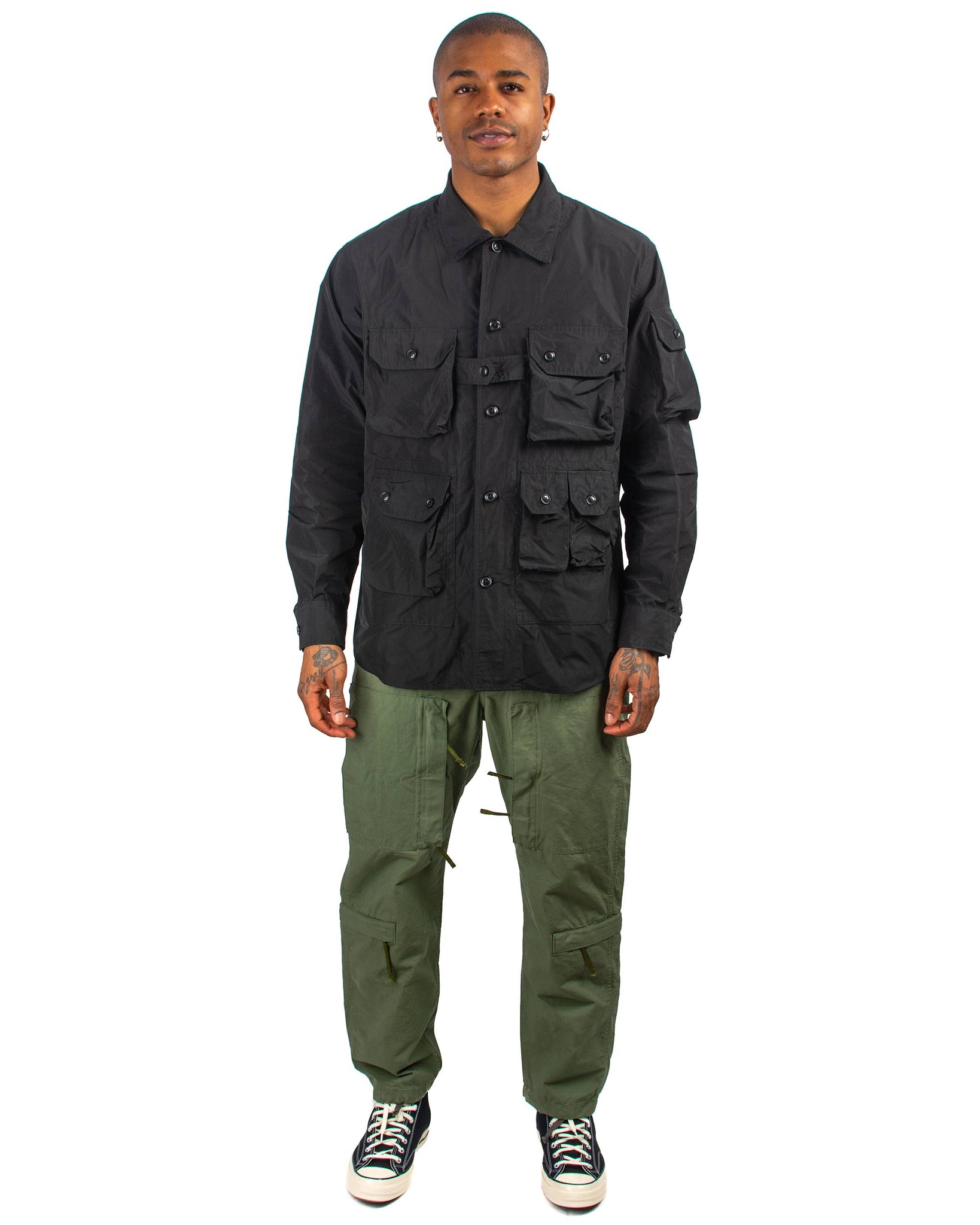 Engineered Garments Explorer Shirt Jacket Black Memory Polyester Model