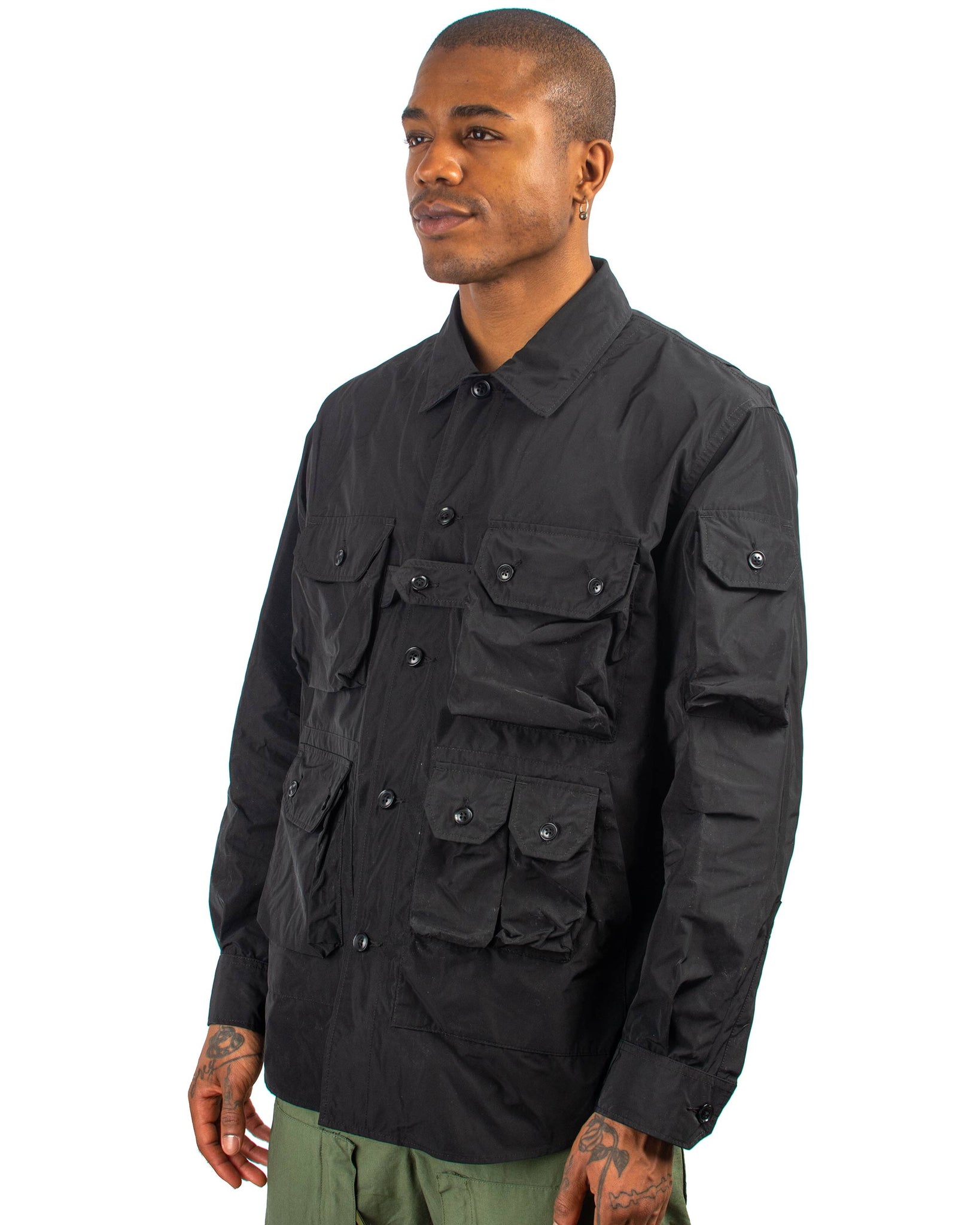 Engineered Garments Explorer Shirt Jacket Black Memory Polyester Close